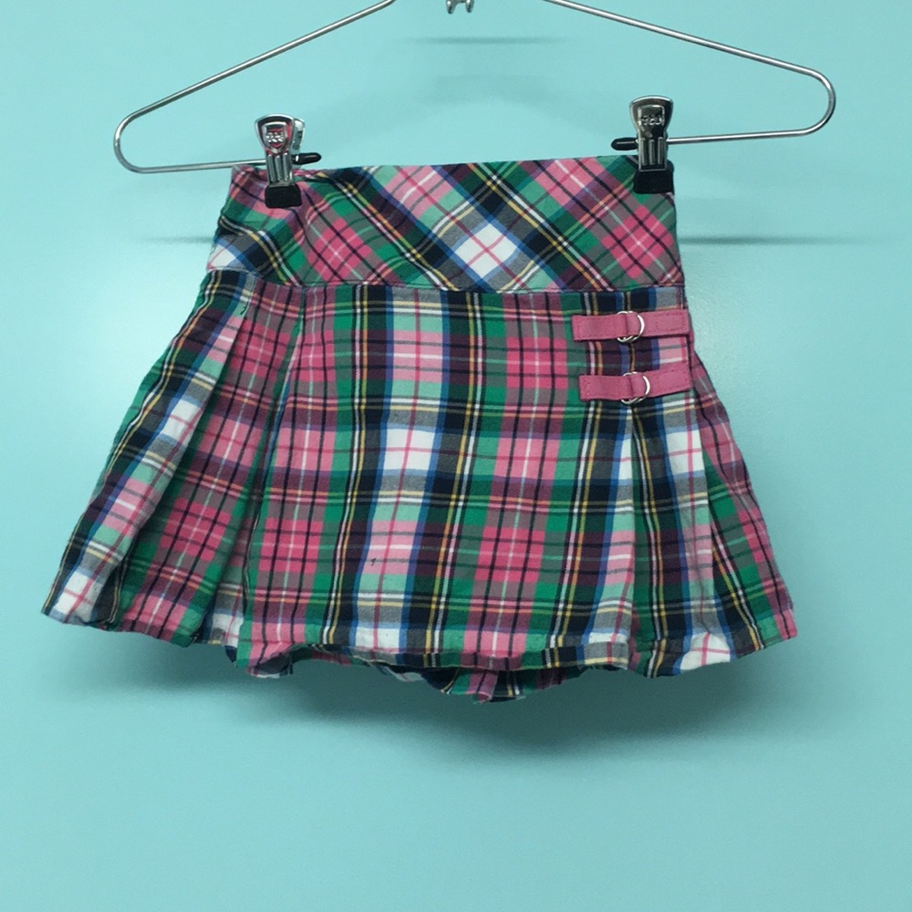 Hartstrings Skort Sz 5 pink green plaid
